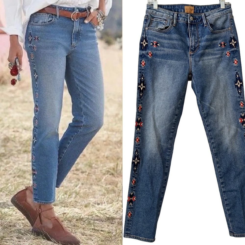 Driftwood Gizelle Embroidered Jeans Toluca Aztec Slim Straight Women’s 26